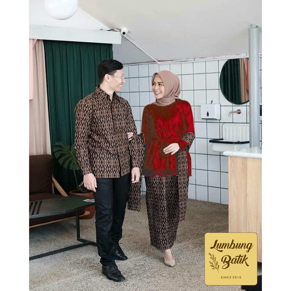 SET Couple Batik Qiona Brocade free selendang-2