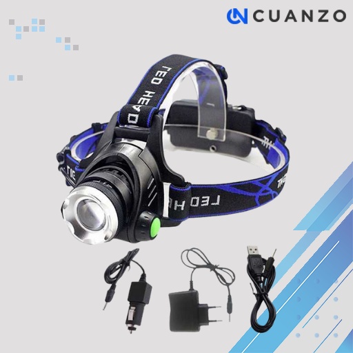 Senter Kepala LED Super Terang / High Power Headlamp LED Cree XML T6 + Charger / Senter Cas Kepala Anti Air Jarak Jauh / Headlamp Outdoor Senter Kepala Adventure Pendaki Naik Gunung Cahaya Putih / Lampu Kepala Sorot Jauh / Senter Cas Tahan Lama Murah