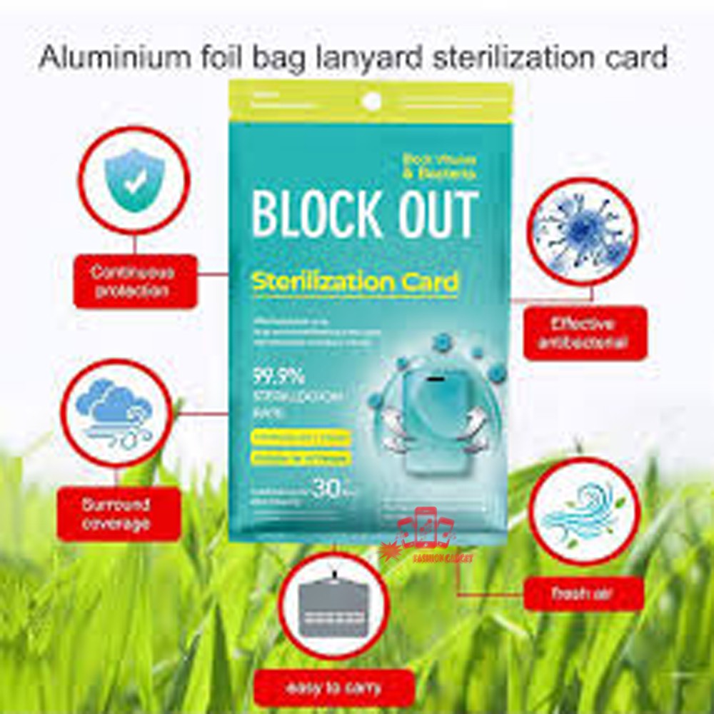 VIRUS BLOCK OUT STERILIZATION CARD KARTU STERILISASI GANTUNG LEHER KARTU DESINFEKSI ANTI VIRUS 1 PCS