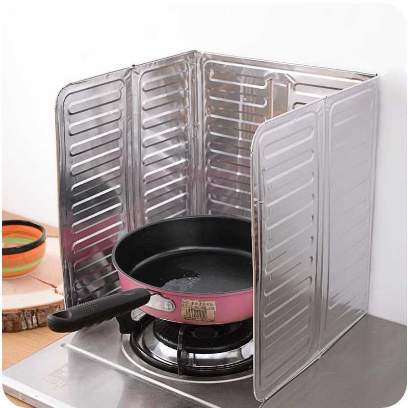 AWOO perisai Anti Minyak goreng Oil Splash Guard Screens Aluminium Foil Plate - cipratan minyak Home Kitchen Stove Foil Plate Prevent Oil Splash Cooking Hot Baffle Kitchen Tool Aluminum foil Kitchen Oil Splash Guard