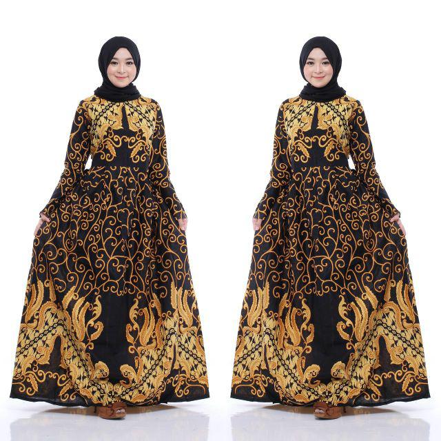 BATIK COUPLE GAMIS Maura Couple - Sania Ruffle Batik Couple ori Ndoro jowi DNT Garansi Termurah-Gamis ukel kuning
