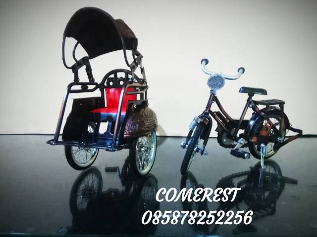 Miniatur Becak jawa Logam