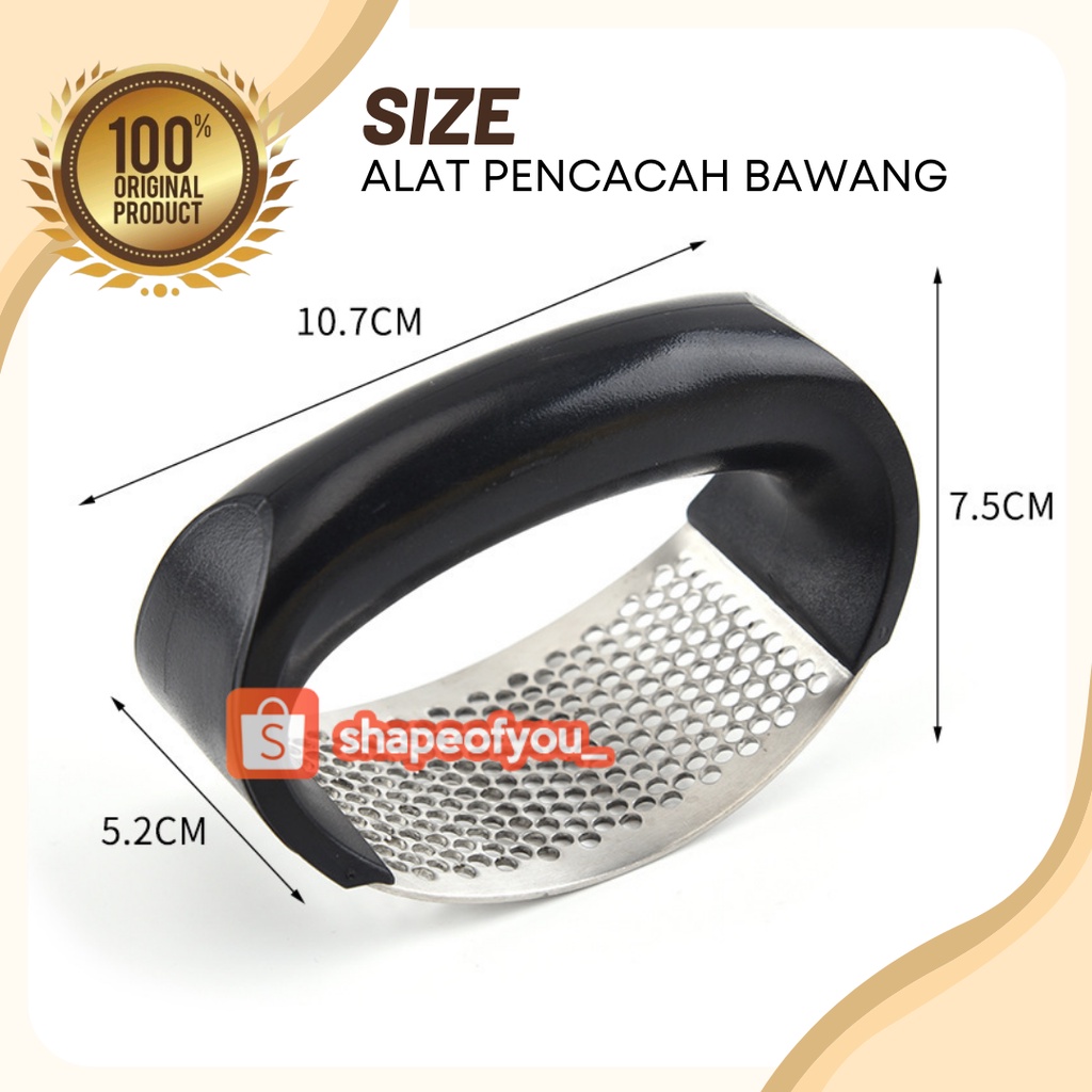 Pencacah Bawang Putih Alat Cacah Bawang Premium Garlic Press Crusher Hand Held Stainless Steel Penghancur Cincang Bawang Putih Manual Alat Cacah Bawang Putih Jahe Kunyit Bumbu Dapur Mini