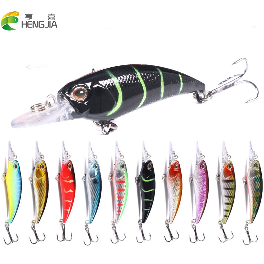 HENGJIA 1PCS 7.5cm/5g Umpan Casting Minnow Fishing Lure Artificial Hard Sinking Bait Fishing Tackle