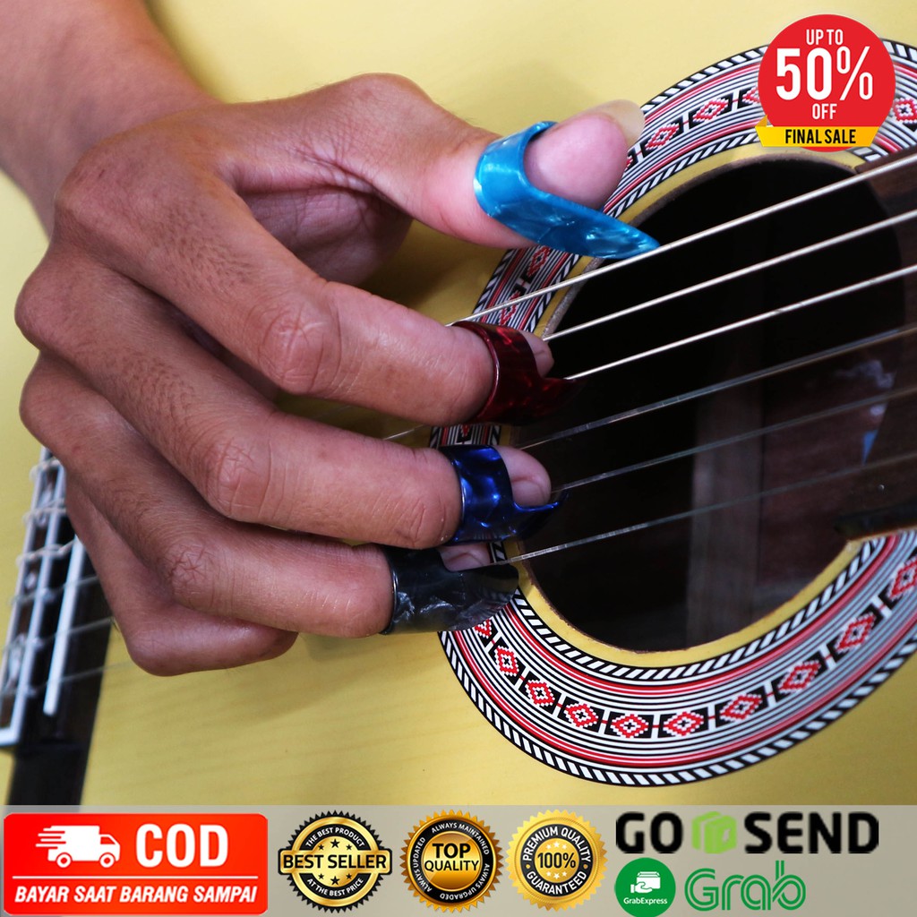 Pick Gitar Jari Kuku Jempol Telunjuk Guitar Finger Pick Bahan Celluloid