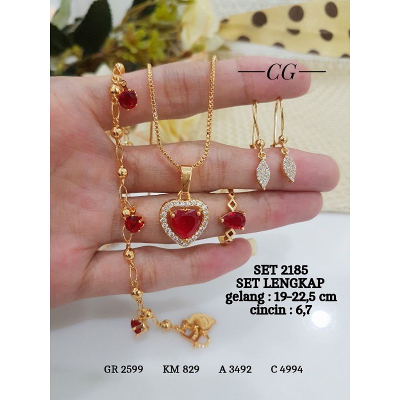 (COD)SET Titanium permata zamrud berlapis emas 24k