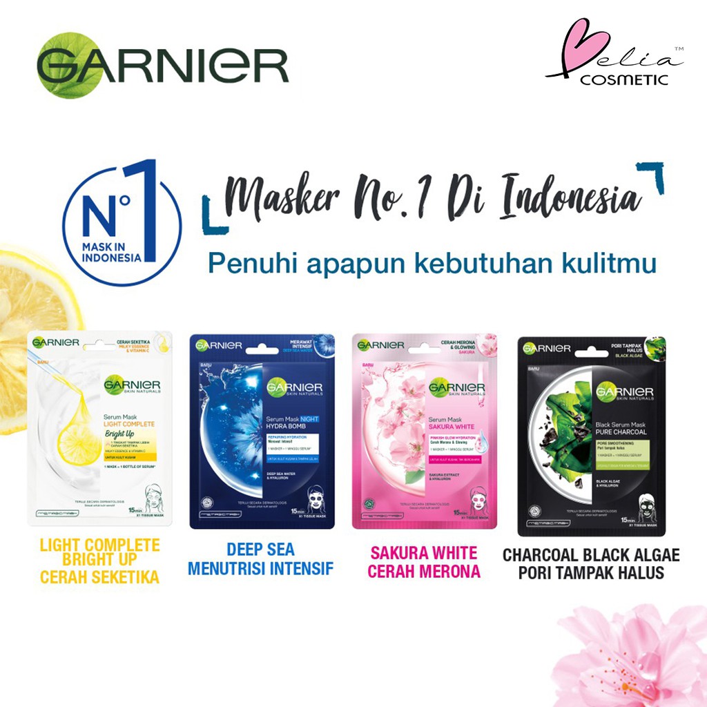 ❤ BELIA ❤ Garnier Sheet Sheets Mask All Variant Hydra Bomb | Serum |  Bright Up | Hydrabomb Masker ✔️BPOM