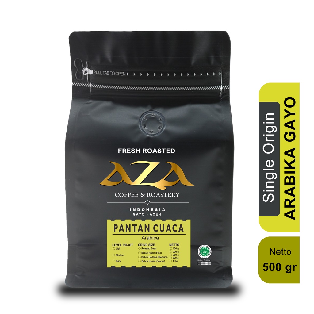 

Kopi Gayo Aceh Arabika Pantan Cuaca 500g - Biji/Bubuk - AZA Coffee and Roastery
