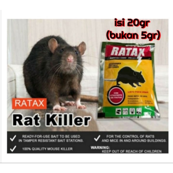 Racun Tikus Ratax 20 g / Racun Tikus Ampuh / Racun Tikus Original