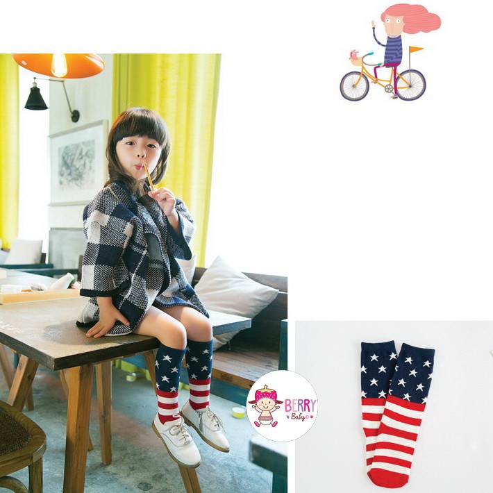 YooBerry Kaos Kaki Blue Red USA  0-1 Tahun Berry Mart