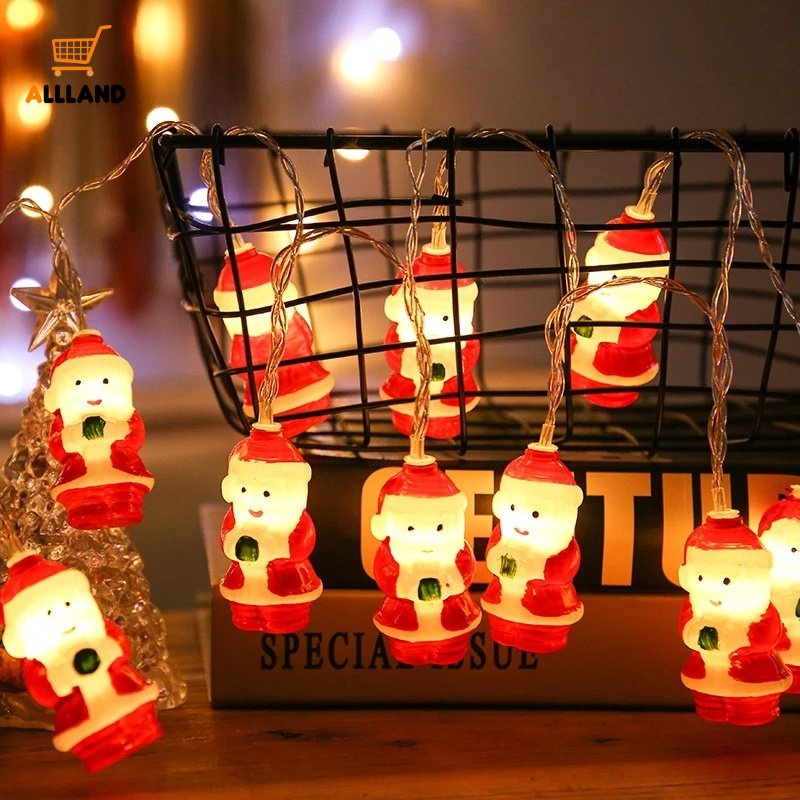 Lampu String LED 1.5 / 3M Bentuk Kartun Santa Claus Untuk Dekorasi Pohon Natal