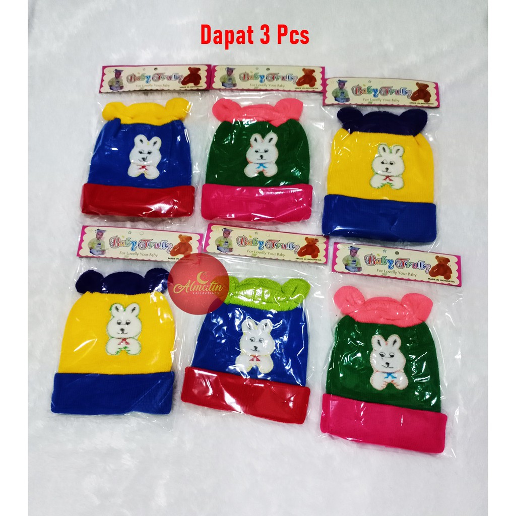 3 PCS TOPI KUPLUK BAYI / KUPLUK BAYI LUCU / KUPLUK ANAK KARAKTER