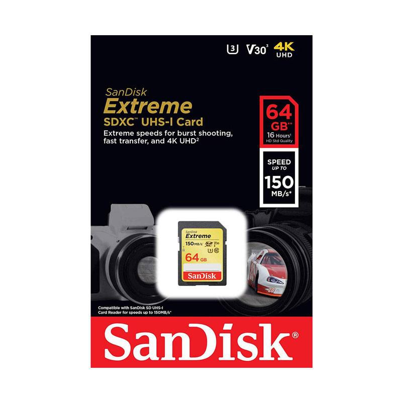 SanDisk Extreme SDXC Card V30 U3 C10 150MB/s 64GBm