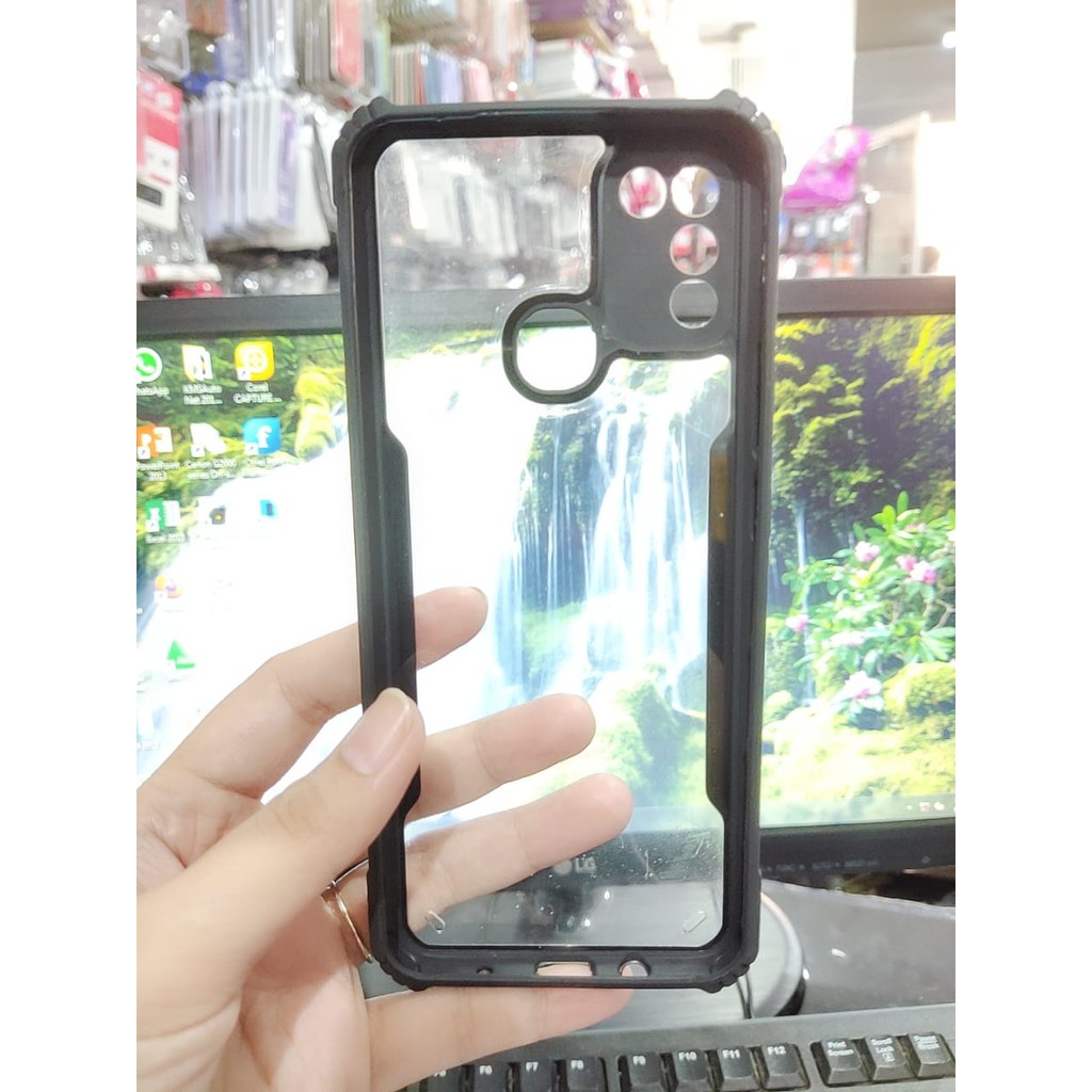 Anti Shocking Infinix Hot 10 Play X688 6.82 Inch Hardcase List Hitam Acrylic Case