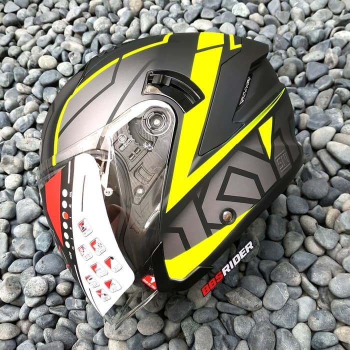 Helm KYT NFJ Motion Matt Black Fluo Yellow