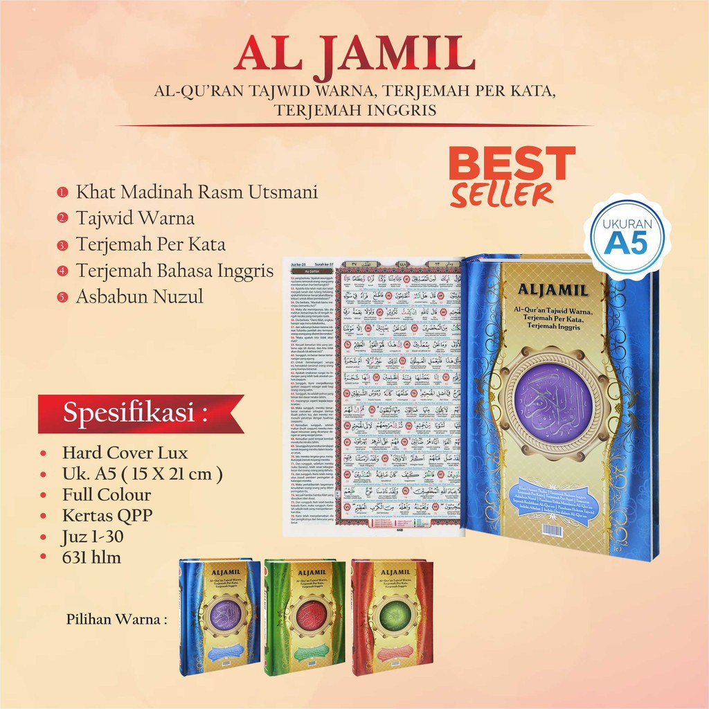 Promo Al-Qur'an Murah : Al Quran Terjemah Per Kata Terjemahan Bahasa Iggris Al Jamil Besar A5