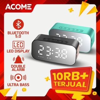 Acome Speaker Bluetooth 5.0 Jam Alarm LED Display Ultra Bass Garansi