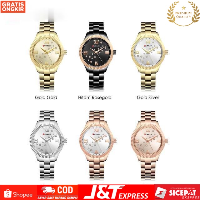 JAM TANGAN WANITA ANALOG STAINLESS STEEL DIAL RHINESTONE JAM TANGAN CURRENT MK9009RR ORIGINAL-GROSIR