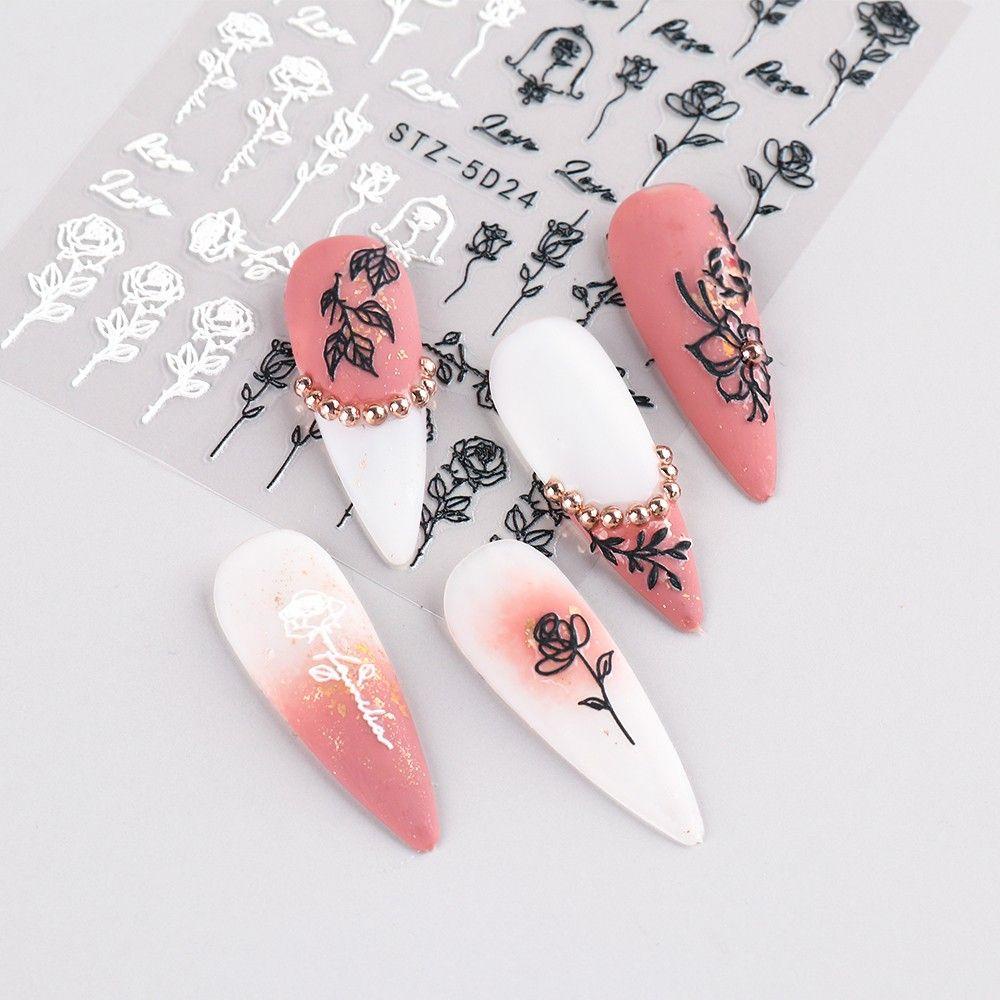 [Elegan] Self-adhesive Nail Decals Bunga Kupu-Kupu Salon Kuku Nail Art Sliders DIY Stiker Kuku Kuku Nail Art Decals Manicuring Sticker