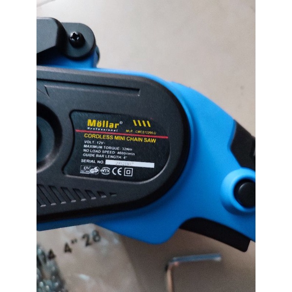 mollar CMCS12200-U mesin gergaji kayu 4inch cordless mini chainsaw CMCS 12200 U 12v