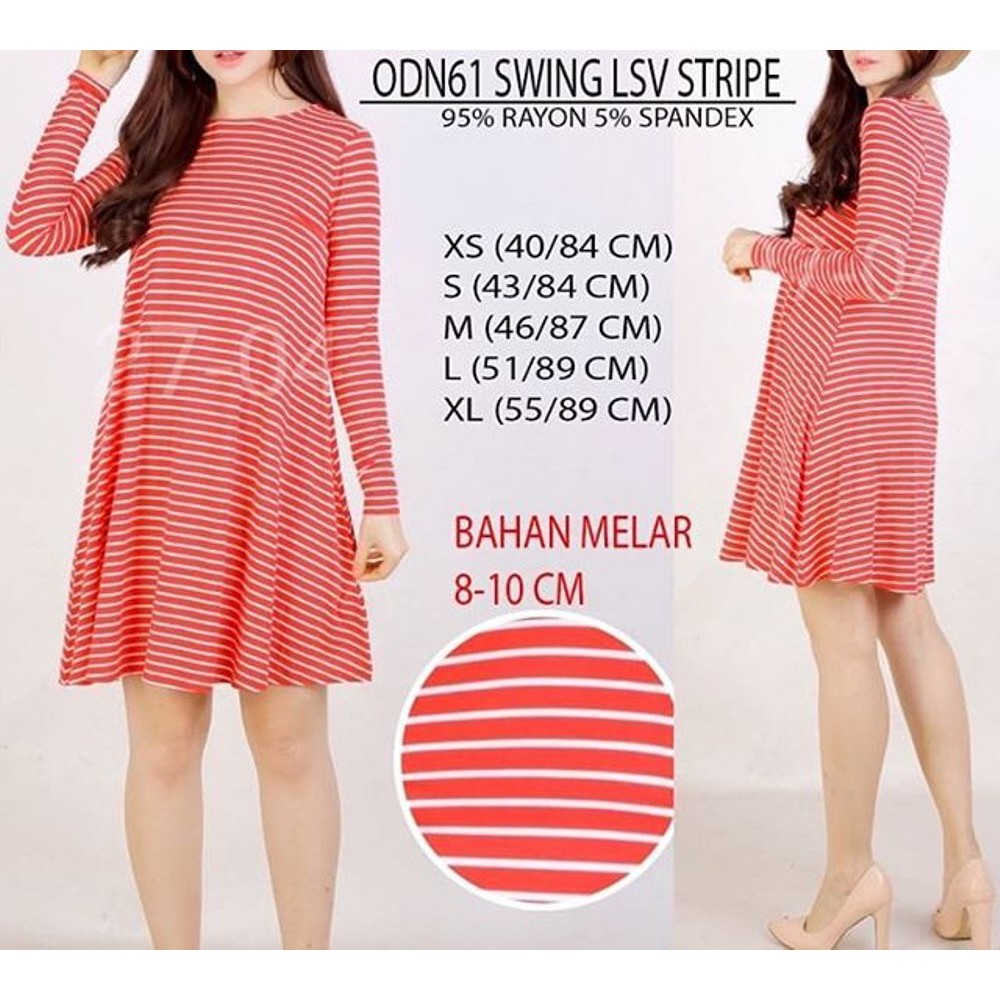 Dress Branded Wanita   OLD NAVY 61 SWING LSV STRIPE