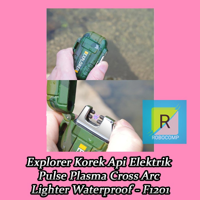 Korek Api Elektrik Pulse Plasma Cross Arc Lighter Waterproof - F1201