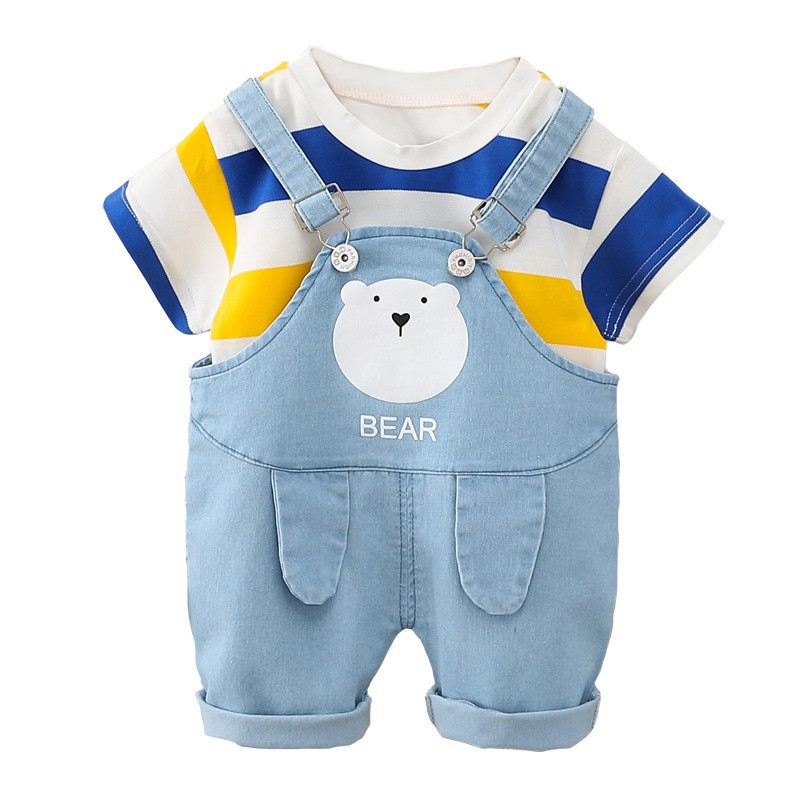 HappyOliver ANSOP BEAR SALUR DENIM 66808 EBV Baju setelan Anak Perempuan Import Model ansop