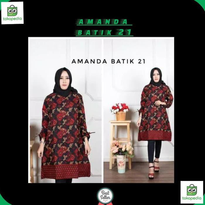 Sangat Laris Batik Atasan Blouse Wanita Motif Daun Jati Modern Terlaris