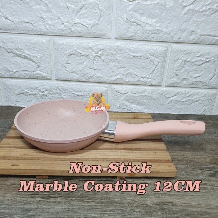 Telur Frypan Mini 12CM Warna pastel Gagang Marble Coating