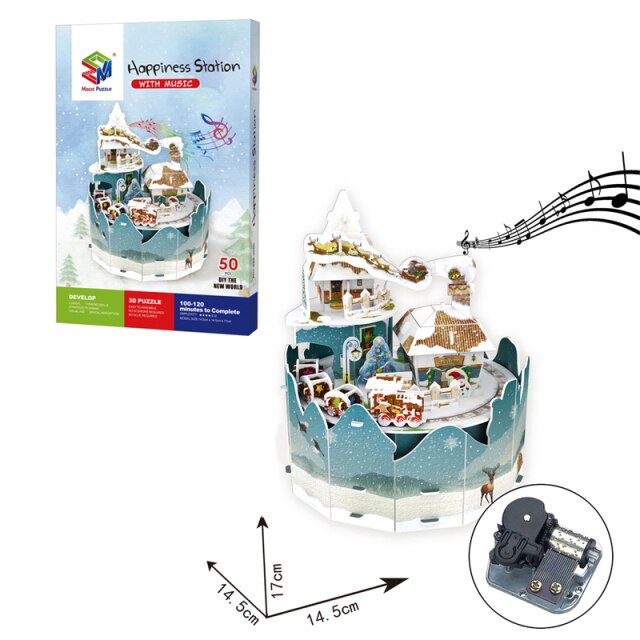 3D Puzzle With Music - Kado Hadiah Ulang Tahun - Pazel ZM Series - Puzzle DIY Pajangan Rumah - Pazel Musik - Pazel 3D DIY