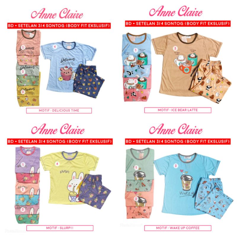 setelan babydoll celana 3/4 anne claire bodyfit