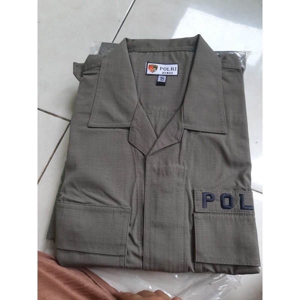 BAJU PDL POL PP JATAH POLRI HIJAU Brimob Motif Kotak Sritex Ripstock Original