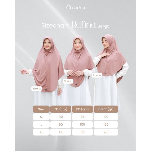 Bergo  Khimar Rafina by Audina | bahan orenji premium | 1 kg muat 6pcs