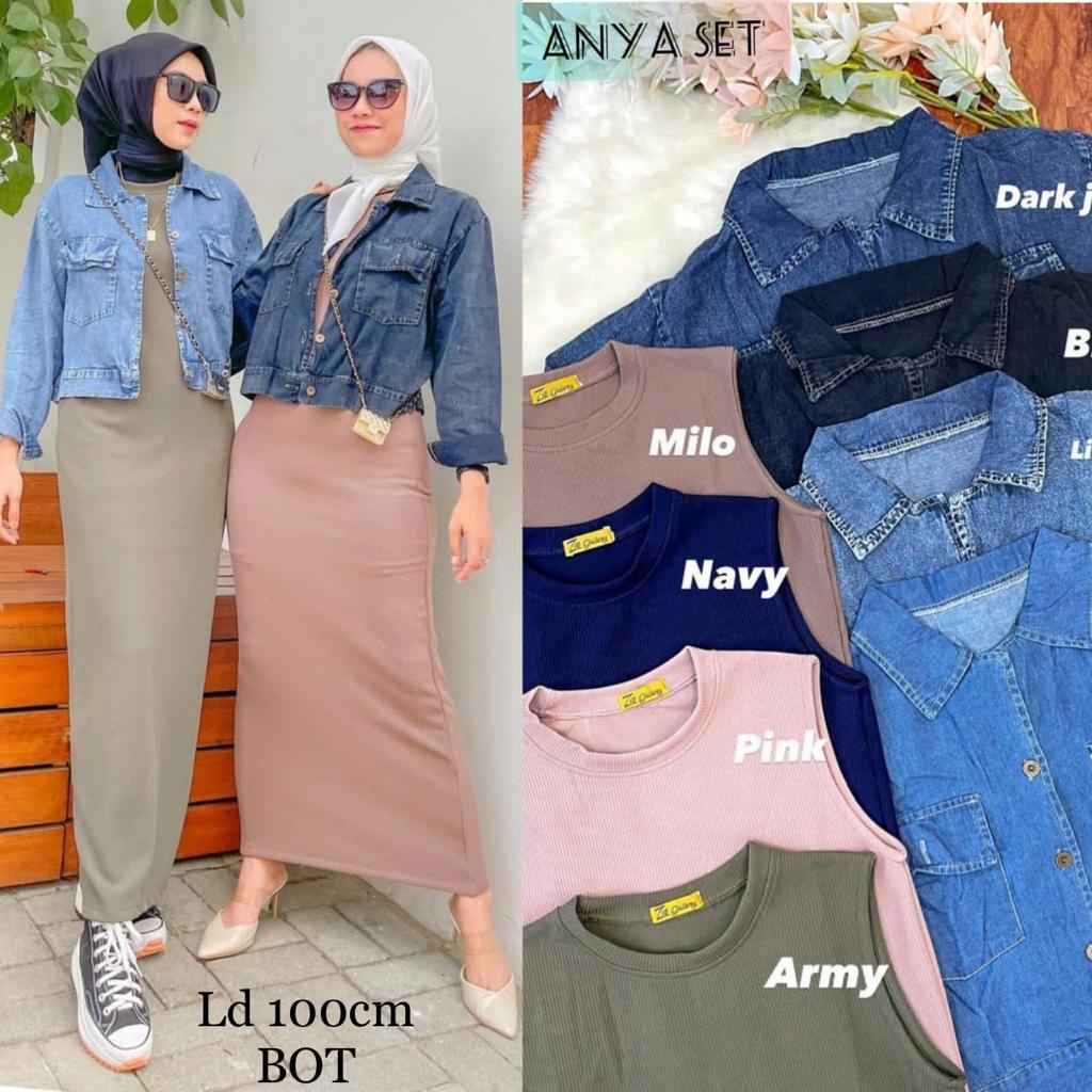 SETELAN GAMIS ROMPI JEANS IMPORT BOT