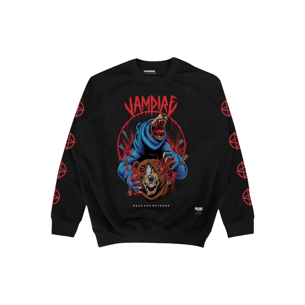 Sweater Hoodie Pria Distro Hitam Dead Bears Vampire Kingdom