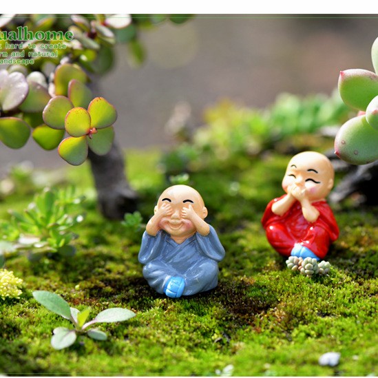 Pajangan Shaolin Duduk Mini Patung Hiasan Lucu Cake Topper Biksu Budha Harga Grosir Termurah