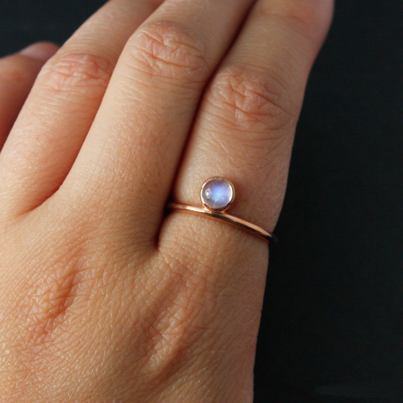 Cincin Bahan Sterling Silver 925 Hias Moonstone Untuk Wanita Jza005