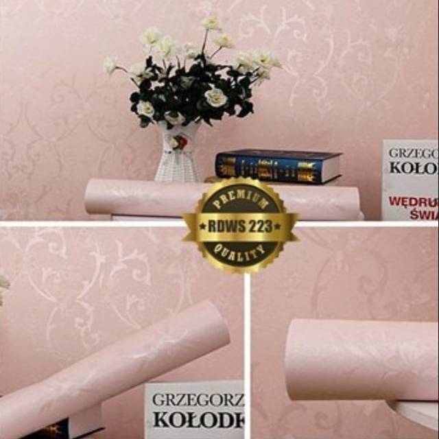 Wallpaper Pink Tekstur Bunga 3D Background Soft Pink