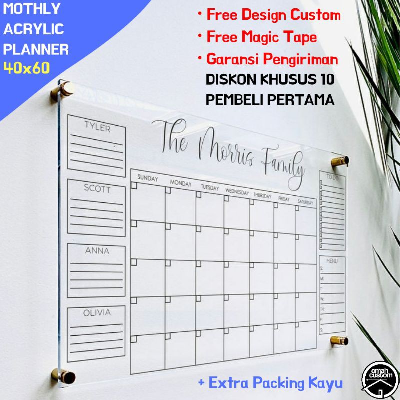 

BIG SIZE Akrilik Planner Monthly Free Design Custom To Do List Papan Acrylic