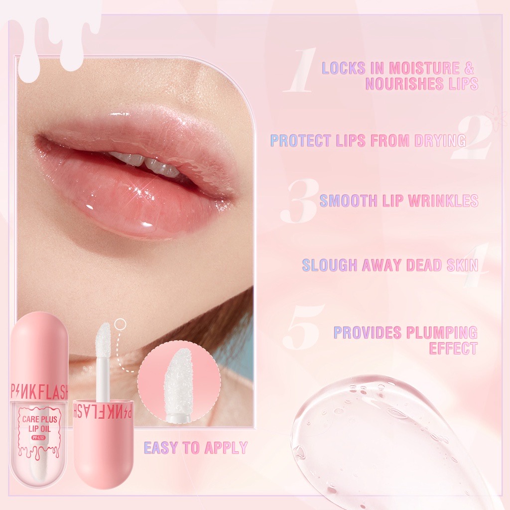 PINKFLASH Natural Lip Oil Pinkflash Lip Balm Pinkflash Lip Gloss Pinkflash Lip oil Moisturize Repair Nourish Reduce Wrinkles Waterproof Multi use
