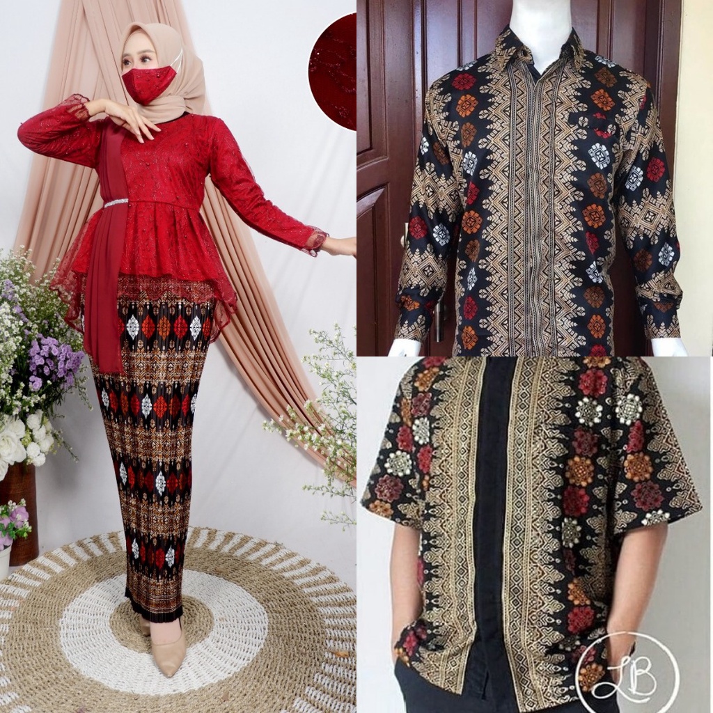 Couple Kebaya Tulle Aurora Selendang Dan Kemeja