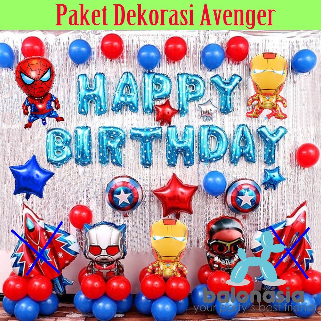 Balonasia Paket Dekorasi Backdrop Ulang Tahun Tema Avenger Lengkap