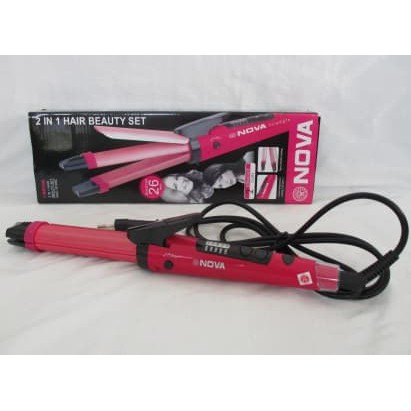 NHC-1818SC Catok Rambut NOVA 2 IN 1 Straight &amp; Curl + Pengatur Suhu ***TOP