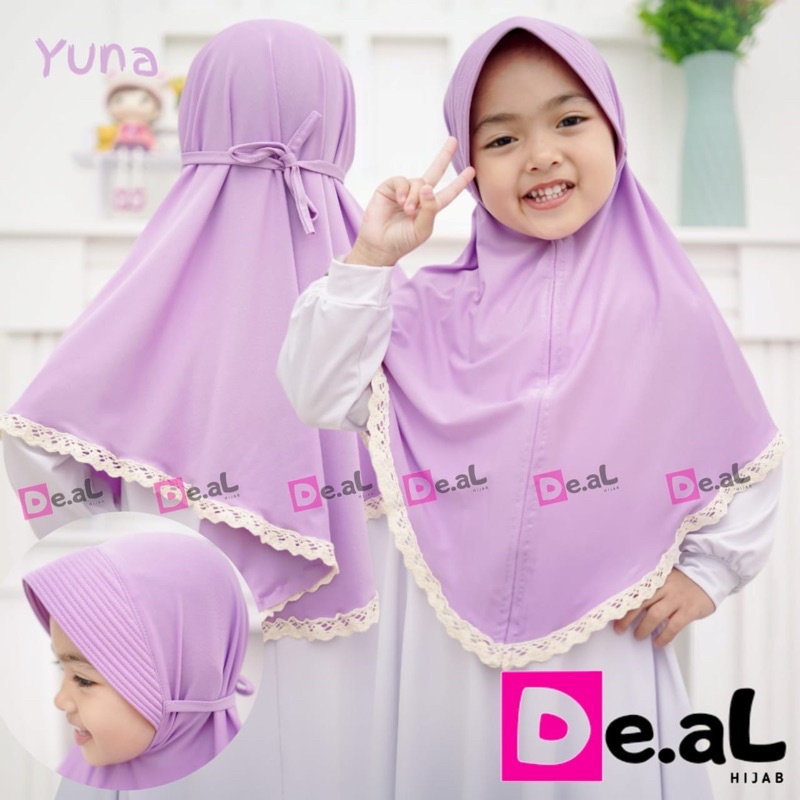 YUNA By De.Al Hijab Ori Jilbab Anak Instan Serut Pita Lish Rempel Kerudung Jersey Deal Hijab Ory