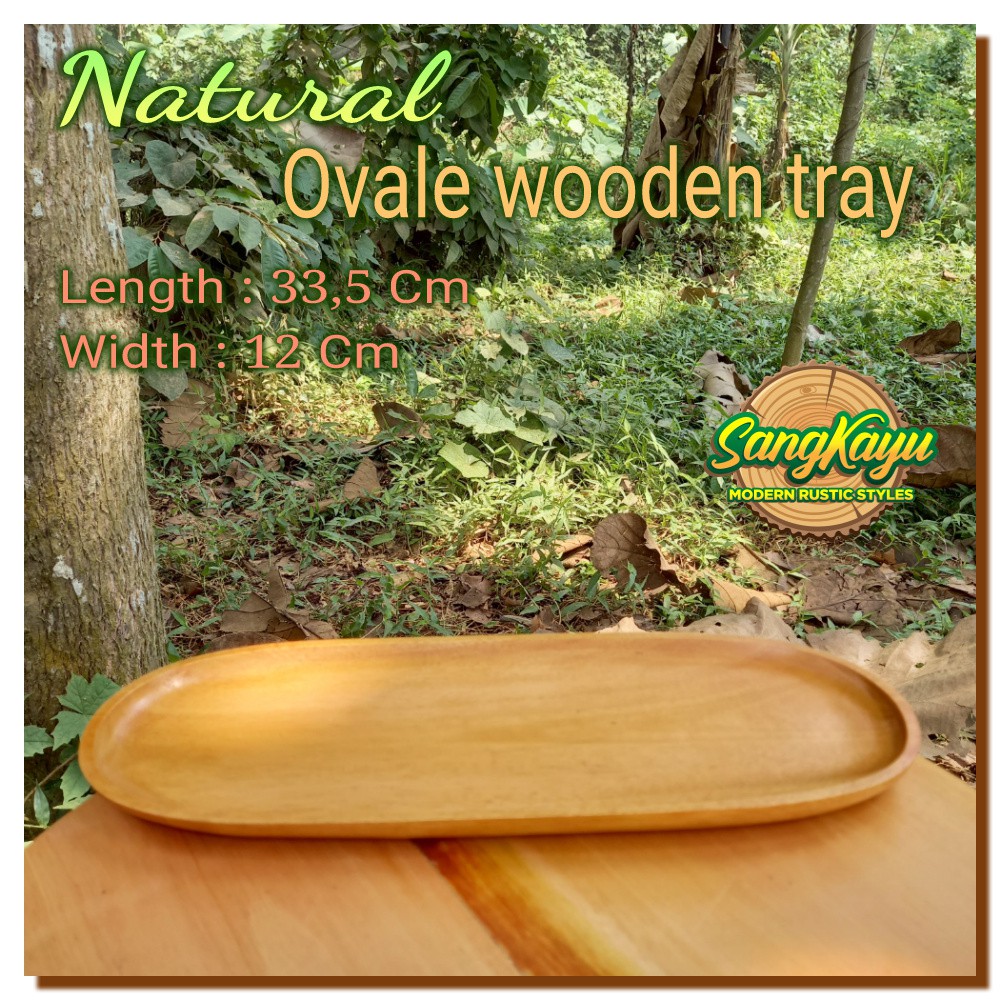 Nampan kayu oval ovale 33.5x12x2 cmWooden Tray nampan saji kayu alami wood tray