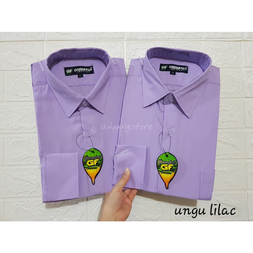 KEMEJA PRIA GREENFALO - KEMEJA POLOS LENGAN PANJANG PRIA WARNA UNGU TUA / UNGU TERONG / UNGU ANGGUR / UNGU VIOLET / UNGU BIRU / LAVENDER / UNGU LILAC / UNGU MUDA / UNGU PINK