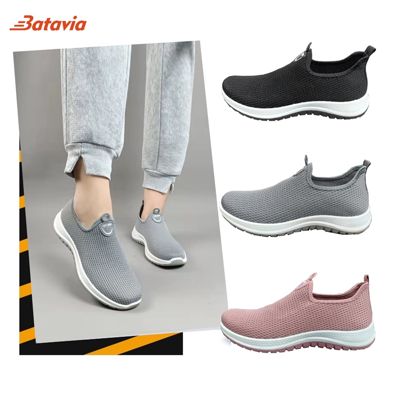 Batavia 2023 baru sepatu impor wanita  rajut  premium bernapas olahraga bebas biaya kirim  Batavia Shoes Fashion Sneaker  Pink Hitam Grey sekolah korea Onlinemall kanvas P1