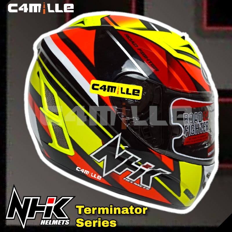 NHK TERMINATOR RACE 03 BLACK YELLOW FLUO DOUBLE VISOR FULL FACE
