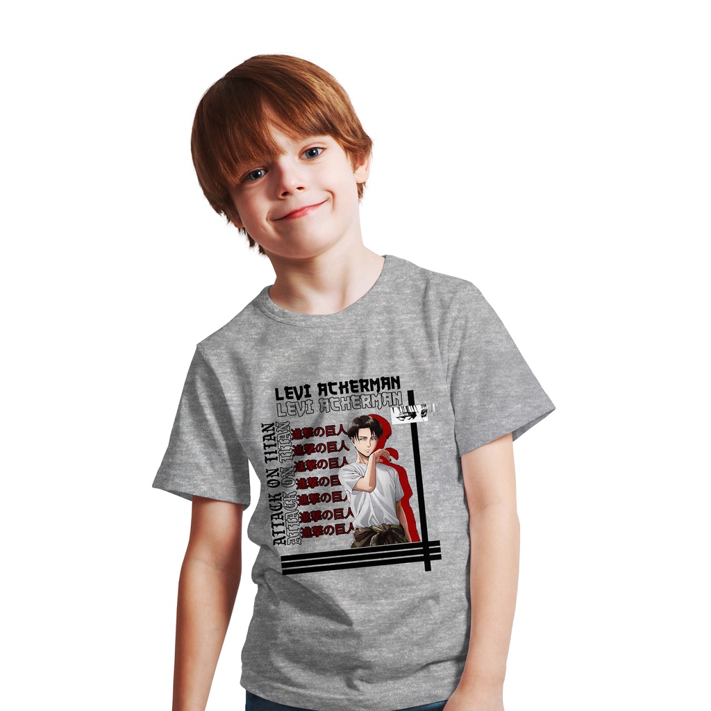 T-SHIRT KIDS LOGO LEVI FIGHTING SHINGEKI NO KYOJIN AOT STYLE ANIME