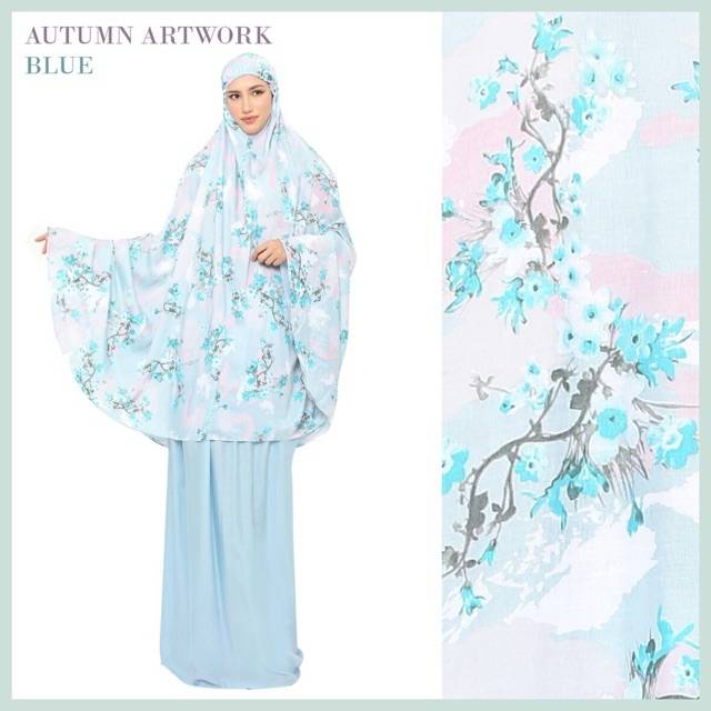 Mukenah autumn artwork blue by tazkia